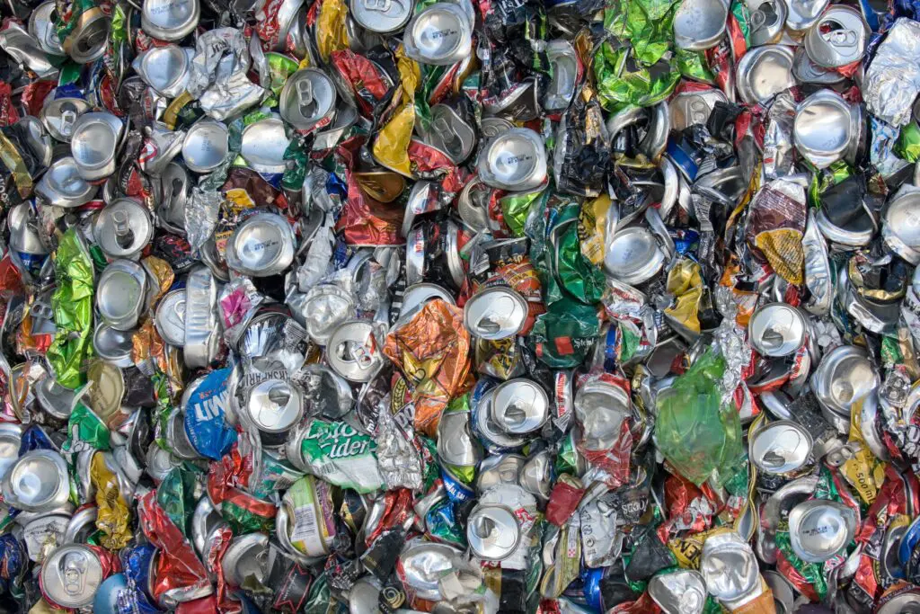 A look at a bunch of metal cans at the dump for recycling